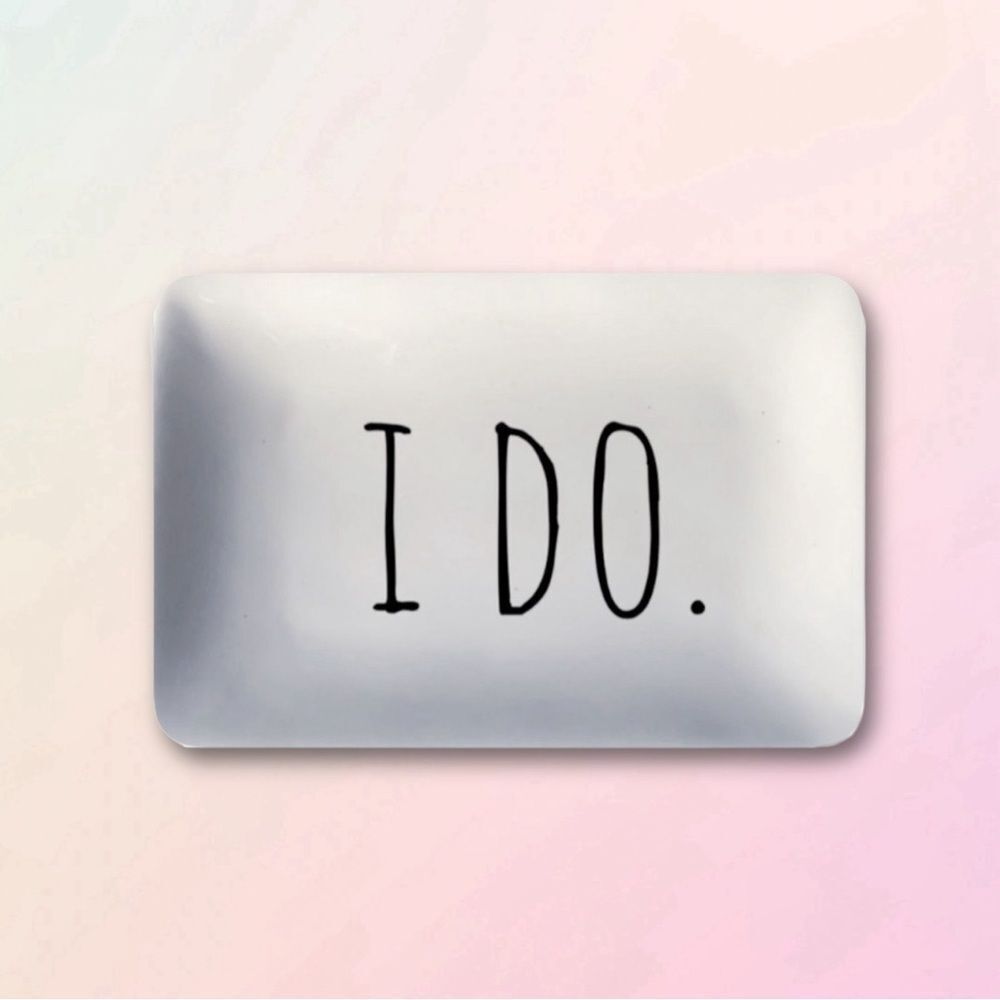 Custom, “ I Do”, 4” Ceramic Trinket Tray, NEW